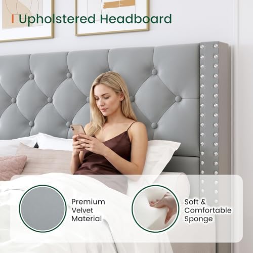 LARMACE Queen Size Bed Frame Upholstered Platform Bed - Image 3