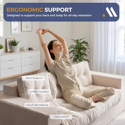 MAXYOYO Loveseat Sofa Couch, Upholstered Bean Bag Chair Cloud Seat - Image 4