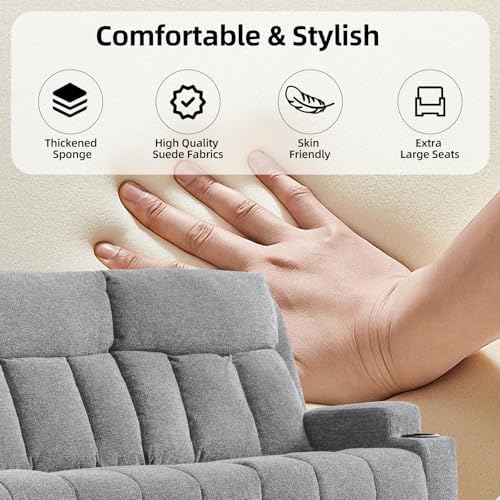 CANMOV Manual Recliner Sofa Set, Fabric Recliner Living Room Furniture Sets - Image 7