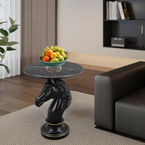 Modern End Table Black Horse Statue Side Table - Image 6