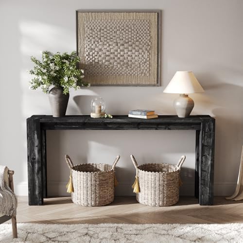 Solid Wood Black Console Table for Entryway, 70.9-Inch Extra Long Narrow Sofa - Image 5