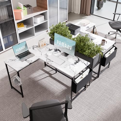 Pamray 47 Inch Reversible L Shaped Gaming Desk Corner Computer Desk - Image 2