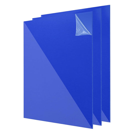 uxcell 3Pcs Acrylic Sheets 8x8 Inch Acrylic Panel 1/8 Inch-3mm Plastic Board for Picture Frames Sign Holders DIY Display Projects Craft, Clear Blue