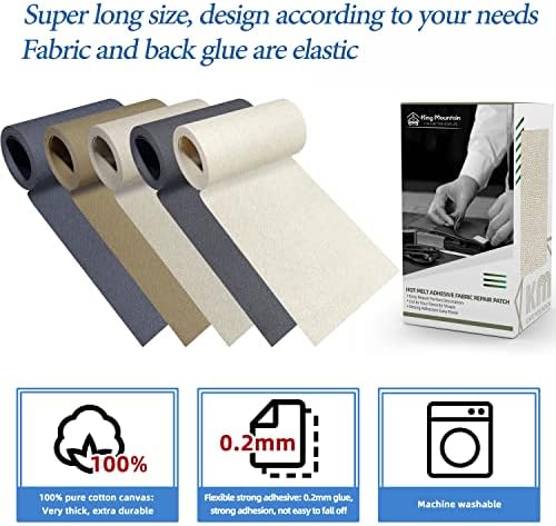 KING MOUNTAIN Canvas Iron on Patch, Waterproof 100% Cotton Fabric Repair Patch - Image 3