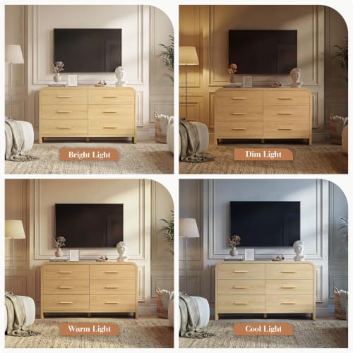 Curved 6-Drawer Dresser for Bedroom, Vanity Desk TV Stand for Living Room - Image 4