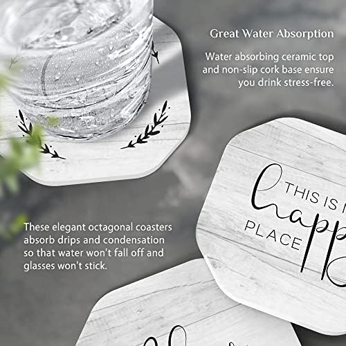 UMIRRO Absorbent Ceramic Stone Coasters Set of 6 - Image 4