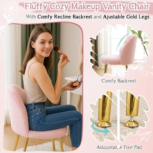 VINGLI Fluffy Girls Vanity Chair - Image 3