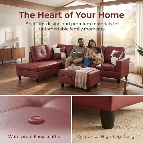 Faux Leather Sectional Couches for Living Room - Image 5