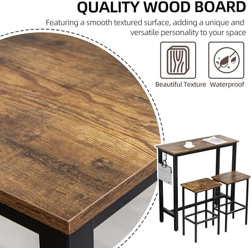 Finnhomy Bar Table Set, 39.3" Pub Table High Top Table, Rectangular Bar Height - Image 7