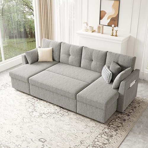 Huatean Home Oversized Sleeper Sofa Couch, Sectional Sofa Bed, Light Grey - Image 2
