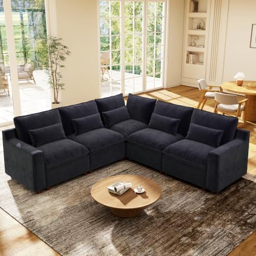 Ihanherry 134" Modular Sectional Sofa, V Shaped 5 Seater Chenille Cloud Couch by iHanHerry