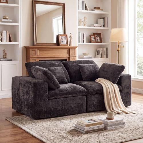 82" Oversized Loveseat Sofa, Deep Seat Boneless Sectional Couch, Modern Cloud by fanzutuz