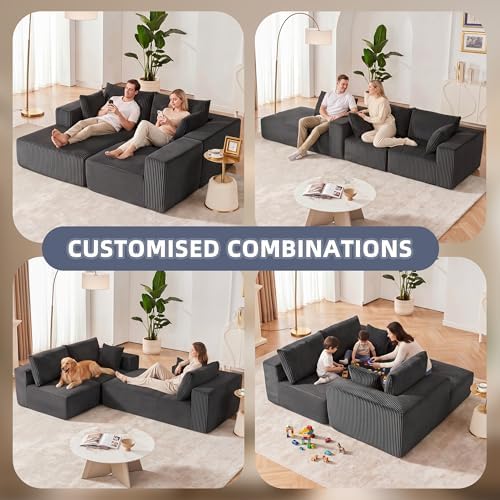 108" Boneless Couch with Chaise, Cloud Sectional Modular Sofa - Image 4