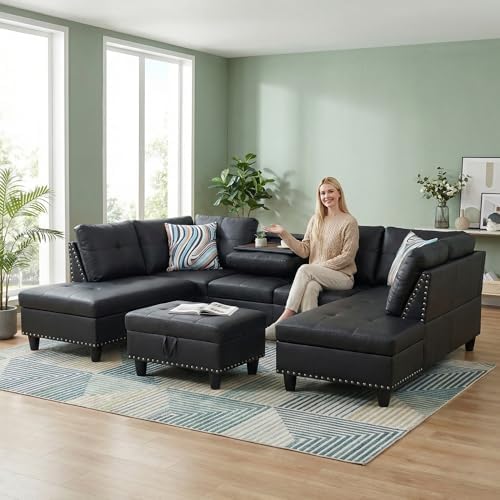 Faux Leather Sectional Couches for Living Room - Image 5