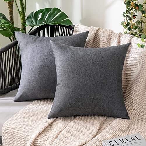 MIULEE Decorative Outdoor Pillow Covers Waterproof 16x16 Dark Grey by MIULEE