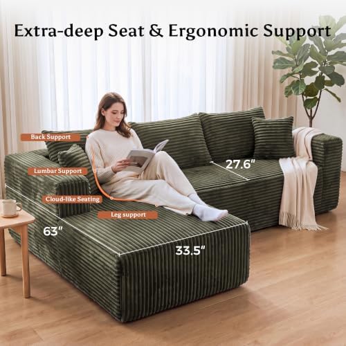 Boneless Couches for Living Room, L Shape Modular Sectional Sofa - Image 5