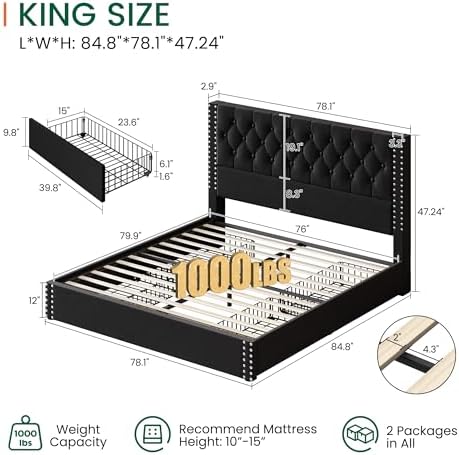 LARMACE Bed Frame King Size - Image 2