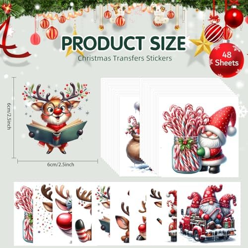 ZMRU 48 Sheets Vintage Christmas Rub On Transfers - Image 2
