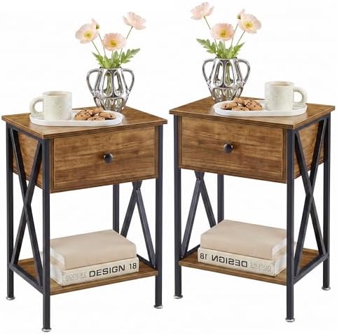 VECELO Nightstands Set of 2, Modern Bedside End Tables, Night Stands by VECELO