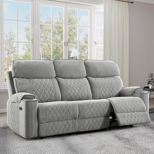 EBELLO Power Reclining Sofa Couch, Fabric Electric Recliner 3 Seater Sofa - Image 6