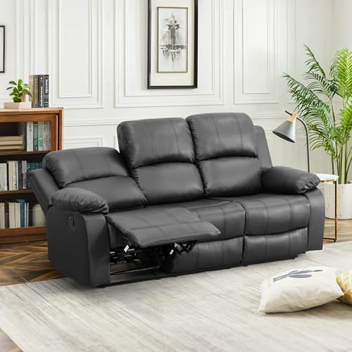 2 Piece Manual Reclining Leather Sofa Set, Reclining Couch Sofa Set Includes 3 - Image 6