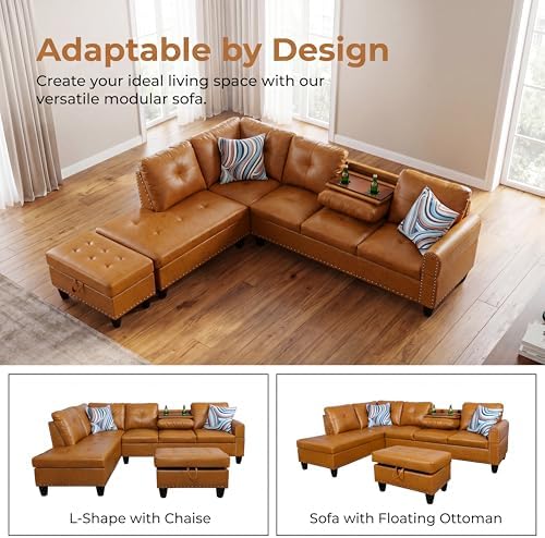 Faux Leather Sectional Couches for Living Room - Image 5