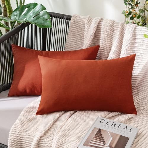 MIULEE Decorative Outdoor Pillow Covers Fall Lumbar 12x20 Burnt Orange by MIULEE