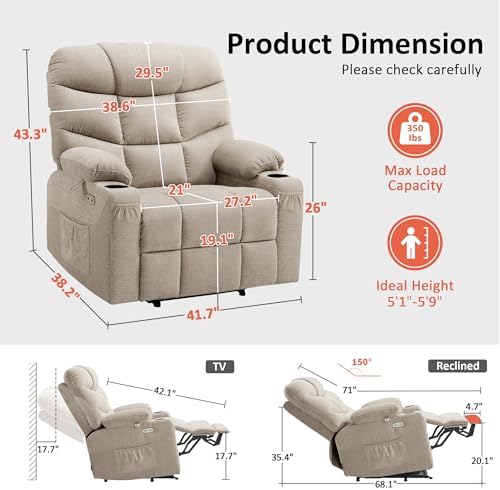 MCombo Power Lift Recliner for Elderly, Fabric R7289 - Image 3