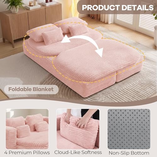 75'' Folding Sleeper Sofa Bed, Memory Foam Boneless Couch - Image 6