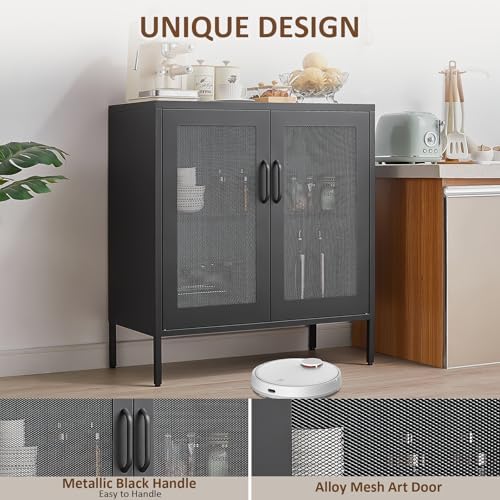 Buffet Cabinet, Modern Industrial Style Sideboard Buffet Cabinet, - Image 6