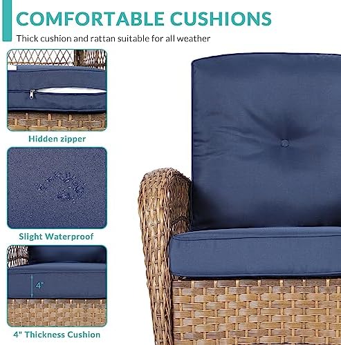 MEETWARM Outdoor Wicker Rocking Chair, Rattan Patio Rocker Chairs - Image 3