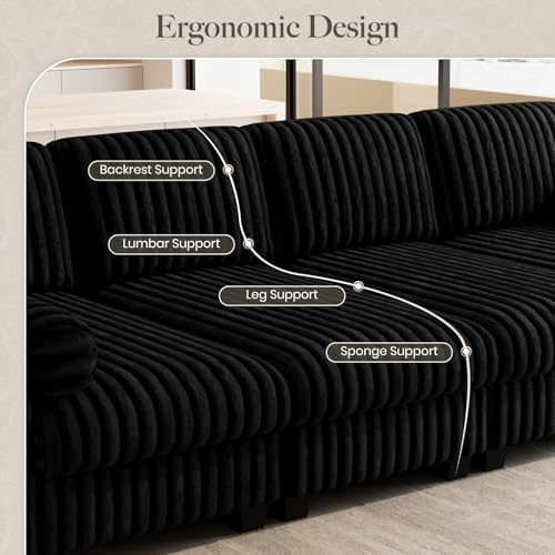 Belffin Plush Corduroy Modular Cloud Sofa Bed - Image 5