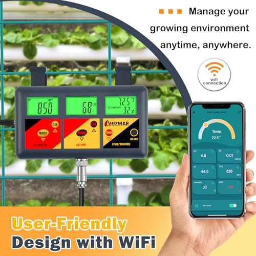 UIUZMAR pH EC Meter for Hydroponics 7 in 1 pH EC PPM CF ORP Temp Humidity - Image 5