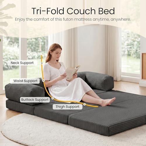 Erament Futon Sofa Bed Queen, Convertible Tri Folding Mattress Couch Bed - Image 4