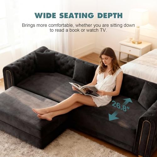 90.6" Velvet Folding King Sleeper Sofa Bed - Image 5