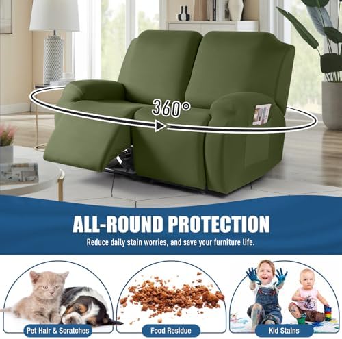 TAOCOCO Recliner Loveseat Slipcover, 2 Pieces Polyester Fabric Stretch Sofa - Image 3