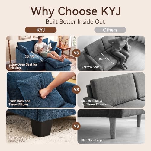 50" Loveseat Sofa with Ottoman, Cloud 2-Layer Cushion & 27" Deep Seat, Modern - Image 5