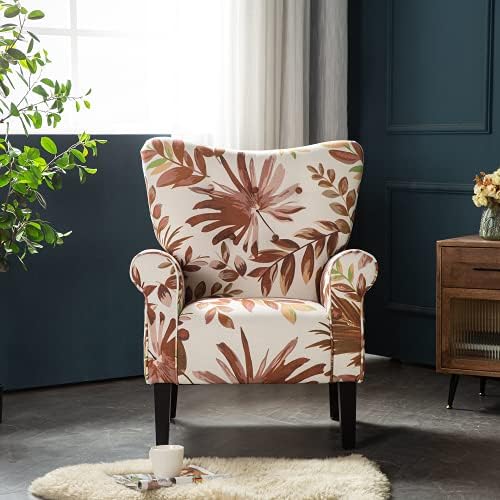 YOLENY Mid Century Wingback Arm Chair, Modern Upholstered Fabric High Back - Image 2