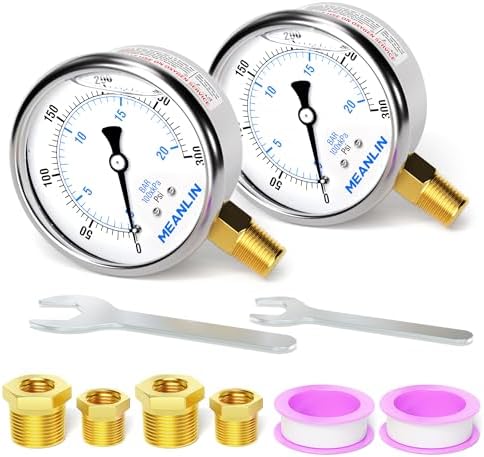 MEANLIN MEASURE 0~300Psi Stainless Steel 1/4" NPT 2.5" FACE DIAL Liquid Filled by MEANLINMEASURE