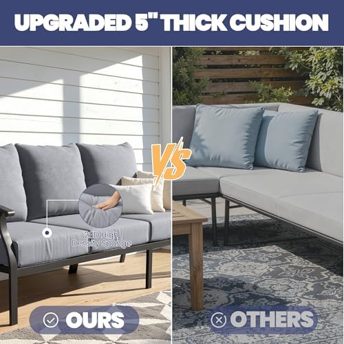 Kullavik 2 Piece Metal Outdoor Patio Furniture Set, Outdoor Sectional Sofa - Image 4
