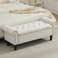 SOFTHION 50" Storage Bench for Bedroom, Linen Upholstered by SofthionDesign
