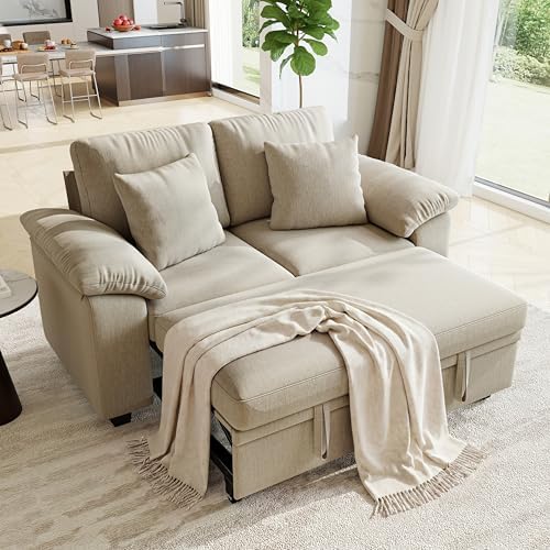 WorthFurni 61” Pull Out Couch, 2 in 1 Sleeper Sofa Bed by WorthFurni