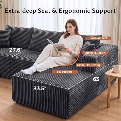 118" U Shaped Boneless Couches for Living Room, Modular Sectional Sofa - Image 5