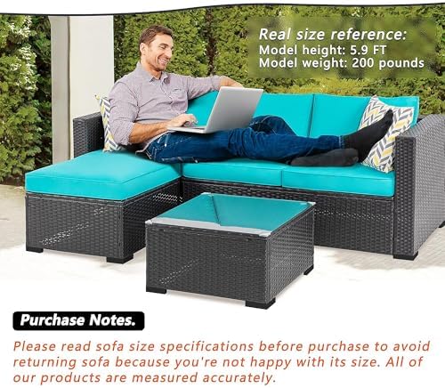 Shintenchi 3 Pieces Patio Furniture Set, All-Weather Rattan Patio Conversation - Image 6