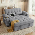 58'' Convertible Sofa Bed with USB Charger and Cup Holders, Teddy Fabric by tiramisubest