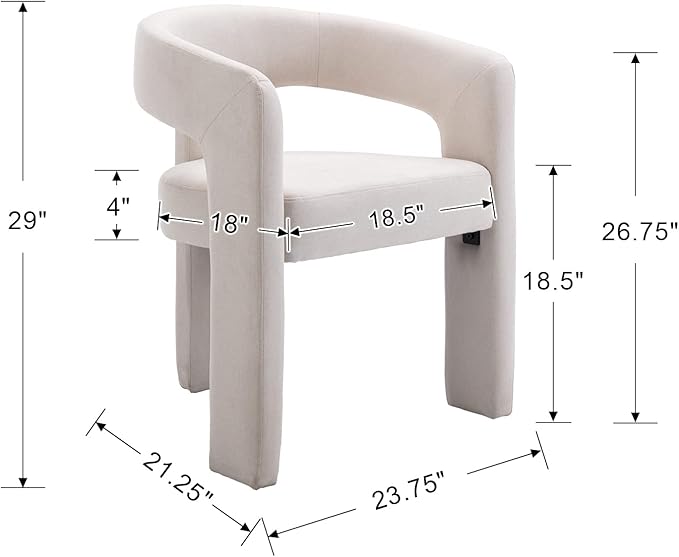 BESTANO Set of 4 Modern Linen Fabric Upholstered Dining Chairs - Image 3