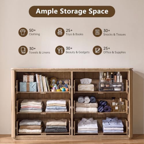 54"W Fluted 6 Drawer Bedroom Dresser, - Image 3