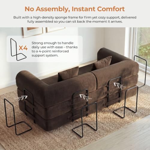 79" Convertible Futon Sofa Bed, Boneless Couch - Image 6