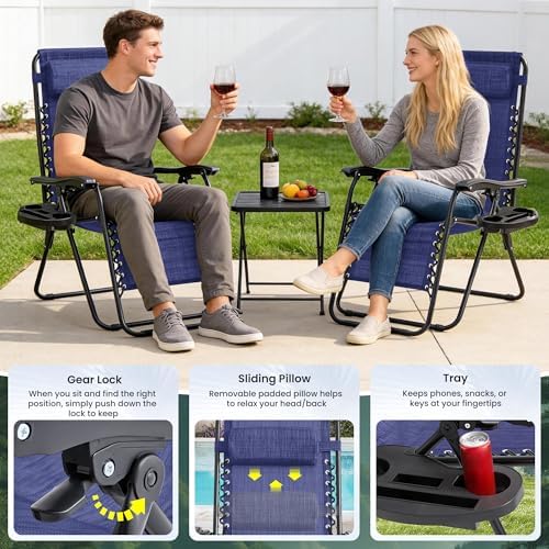 Zero Gravity Chair Set of 4 Oversized Folding Recliner, Padded Anti Gravity - Image 4