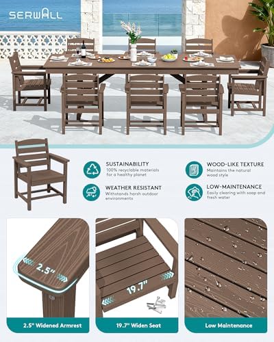 SERWALL Outdoor HDPE Dining Chairs Set of 2 - Image 4